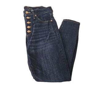 Lucky Brand Button Fly Ankle  Skinny Jeans Size 10/30 Stretch Dark Wash